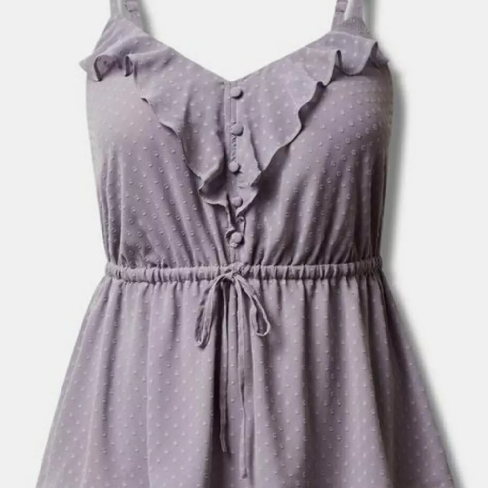 Torrid Gray Lilac Ruffle Front Chiffon Clip Dot Cami Blouse Plus Size 3X 3 22/24 - Picture 7 of 15